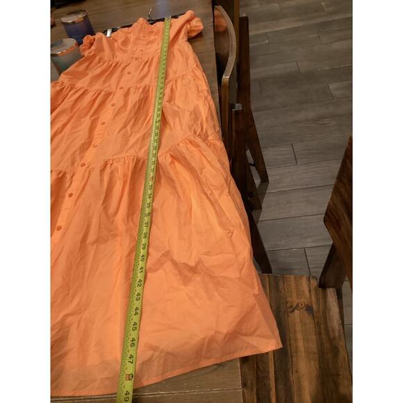 Karlie Tiered Ruffle off the shoulder prairie maxi Midi cotton Dress orange M - Picture 5 of 11